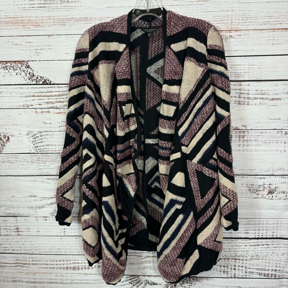 Lucky Brand waterfall front chevron‎ size XS long sleeve cardigan